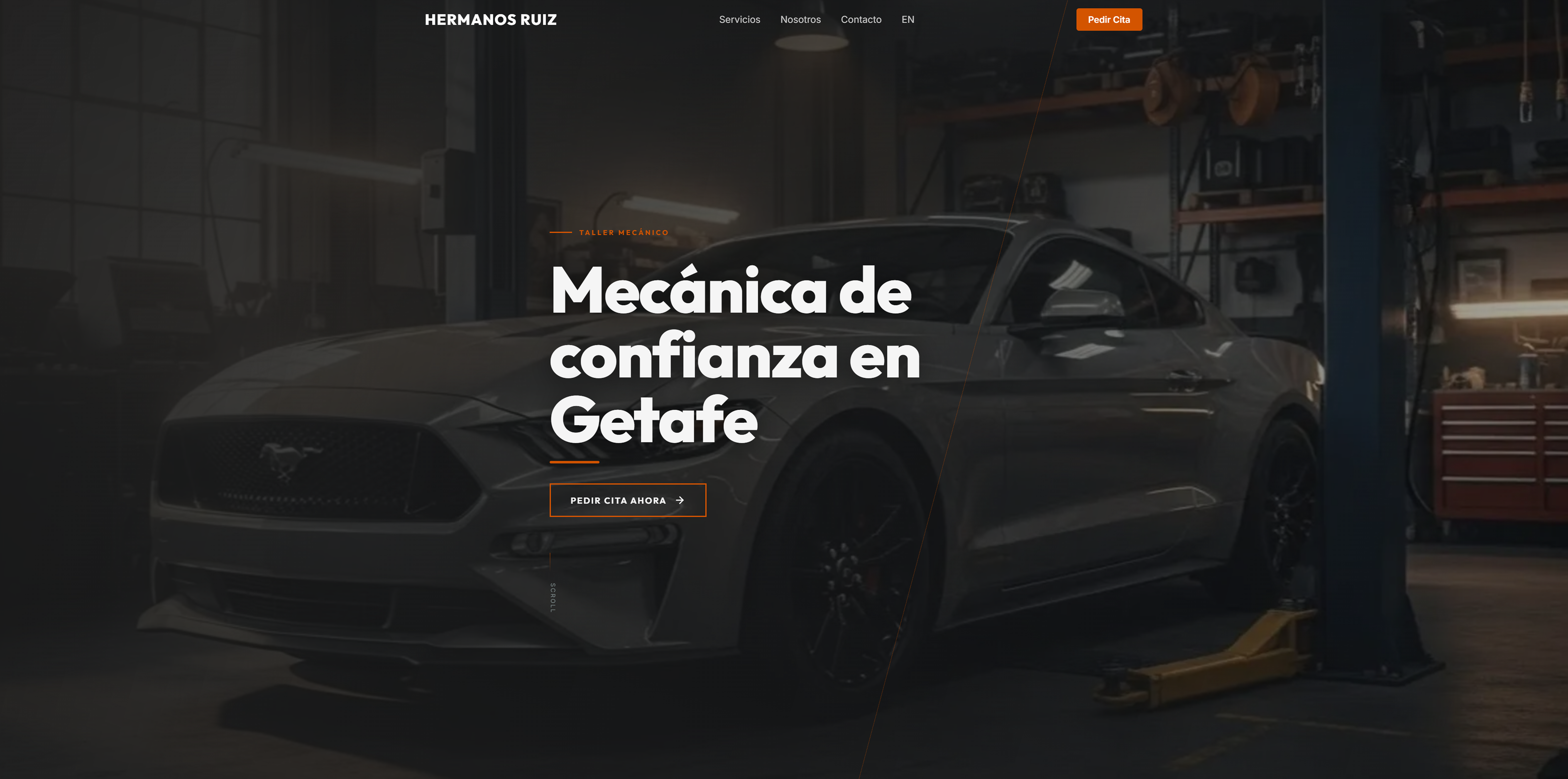 Captura de pantalla principal de Landing page de alto rendimiento para taller mecánico